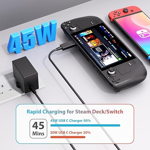 Miniatura 2 de Charger for Nintendo Switch, 45W AC Adapter, 20V2.25A Fast Charging with 5FT USB-C Cable Compatible with LiteOLEDSteam DeckPlayStation Portal,