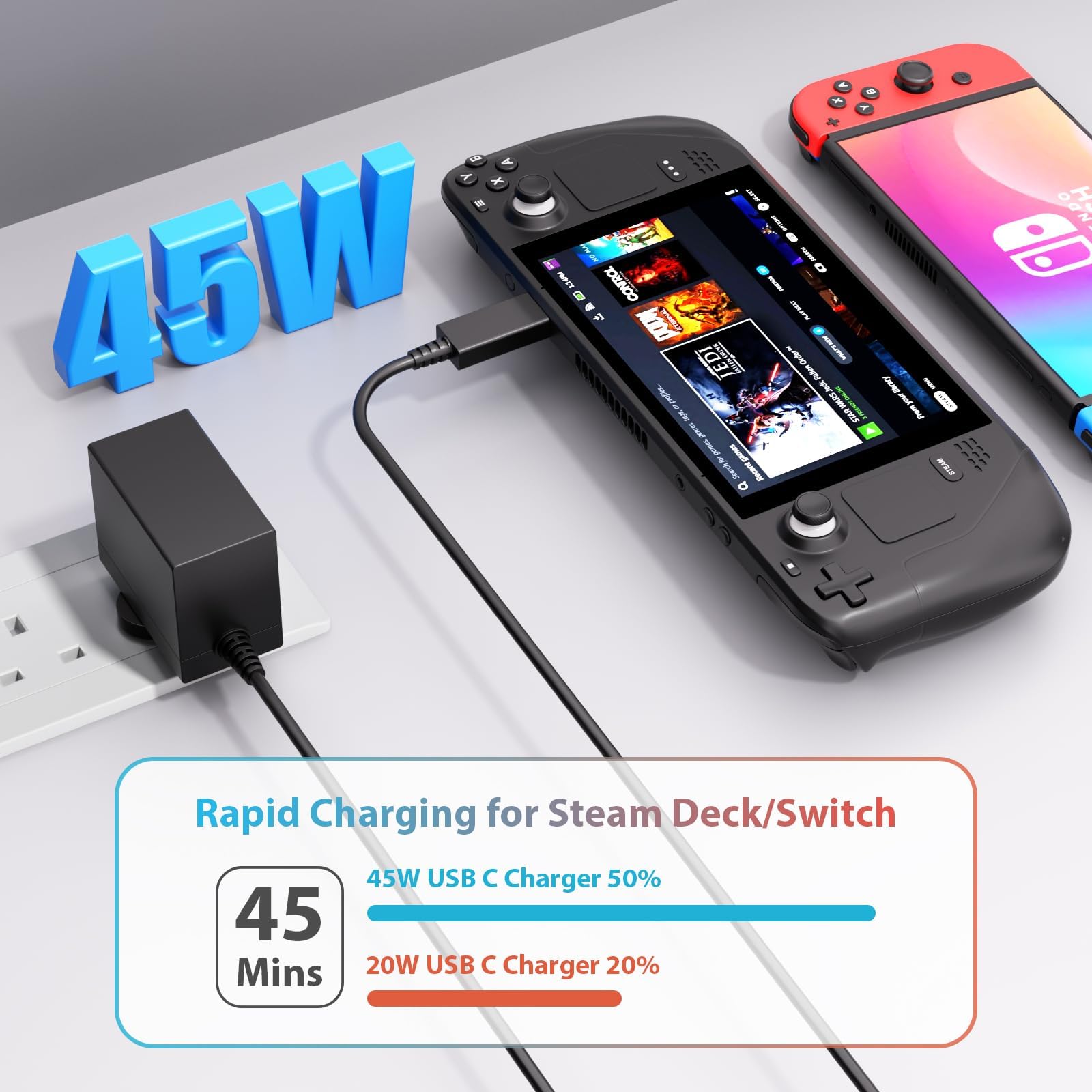 Amazon.com: YSSTKFD Charger for Nintendo Switch, 45W AC Adapter