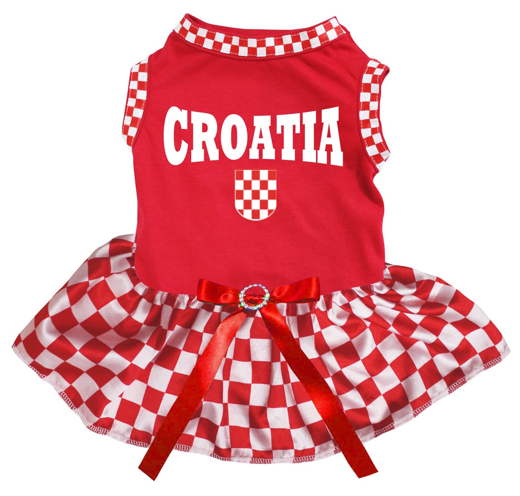 Robe pour chien Croatie rouge à carreaux en taille L