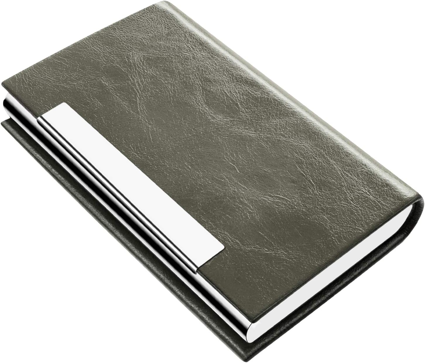 Padike Business Card Holder, Business Card Case Professional PU Leather & Stainless Steel Multi Card Case,Business Card Holder Wallet Credit Card ID Case/Holder for Men & Women. (Black) : Office Products