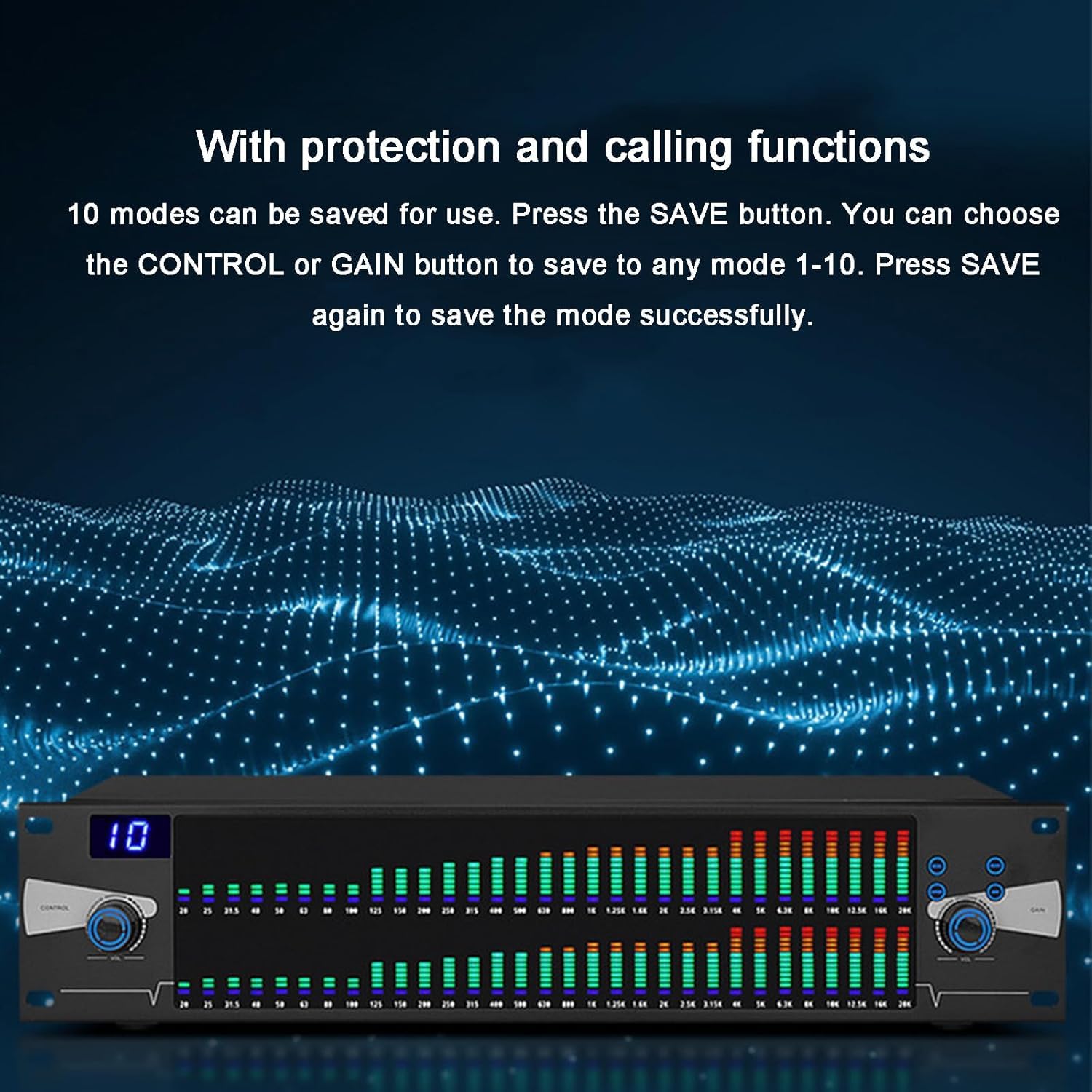 EPANO LXXW Equalizador Ecualizador gráfico Digital, procesador de Audio, Pantalla de Espectro Dual de 31 Bandas, con Almacenamiento for 10 Efectos preestablecidos Ecualizador de Audio