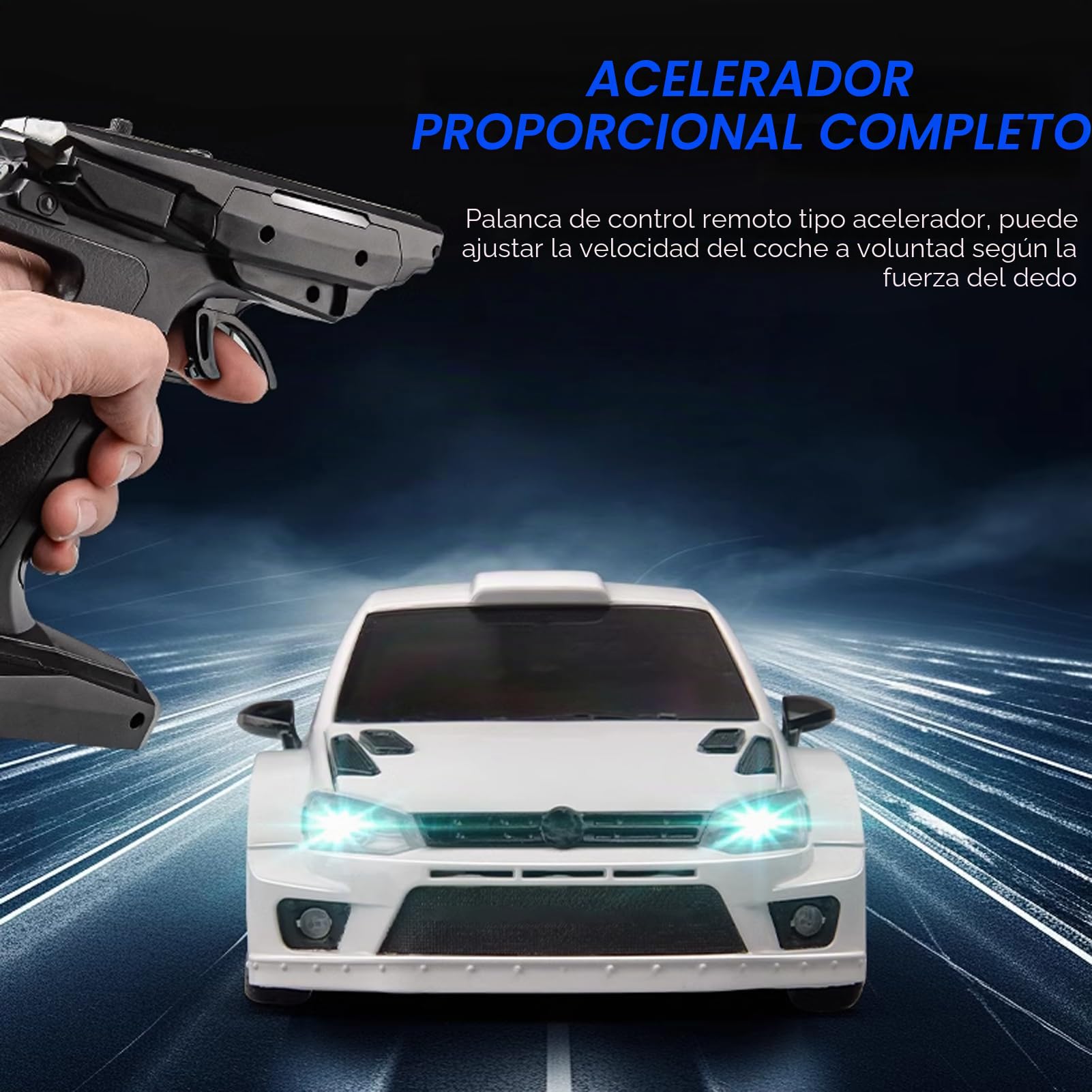 Coche teledirigido 1/28 2,4 GHz RC Car 4WD con luces LED Drift regalo de cumpleaños para niños