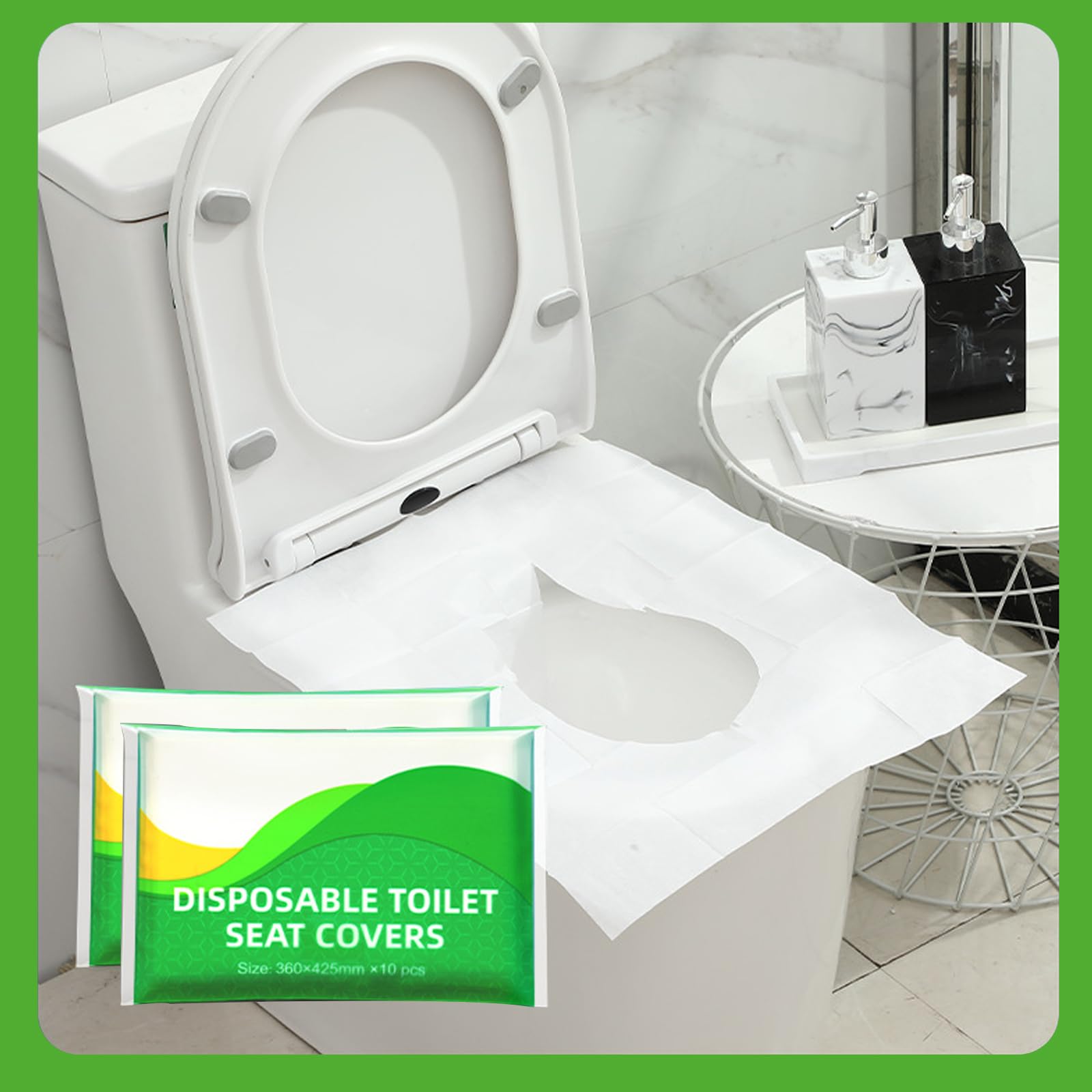 Copriwater Biodegradabili Usa e Getta, Copri WC Monouso per Bambini e Adulti, Coprisedile Igienico Water, 8 Confezioni 63.5x63.5cm