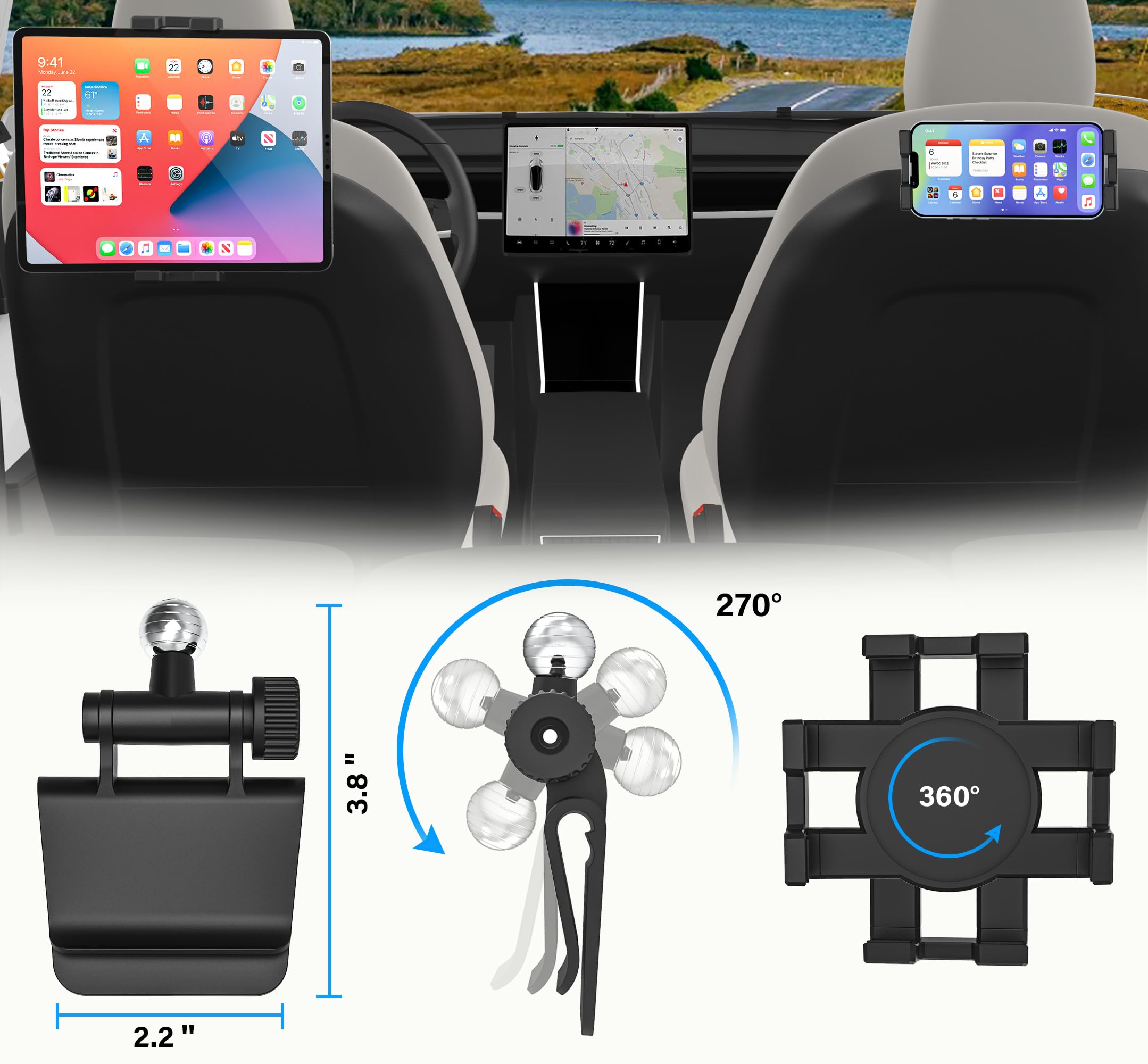 Car Tablet Holder Back Seat Kids For Tesla Model Y Back Seat