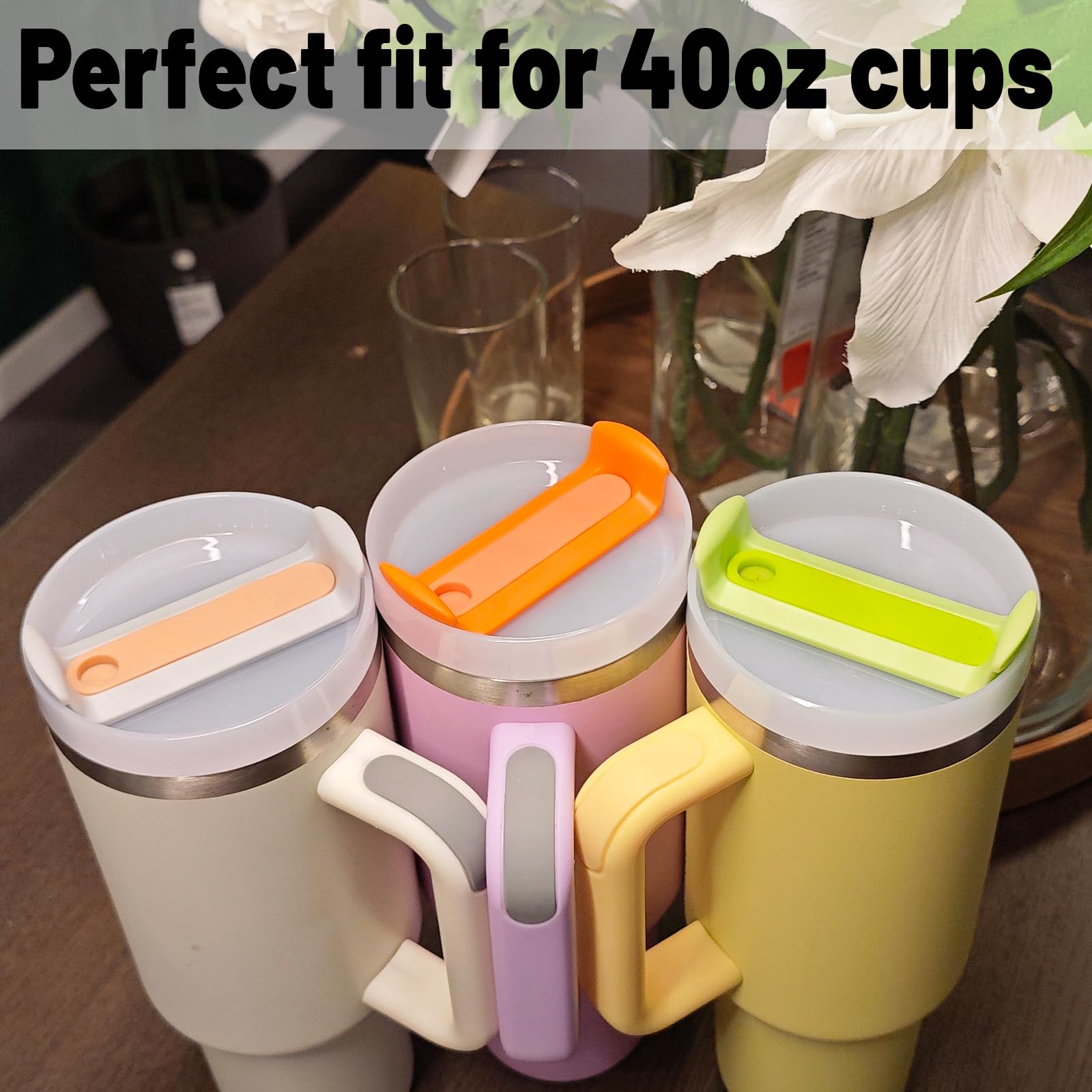 Fabuerdia 2-Pack Tumbler Lid Replacement For Stanley 40 Oz Cup - Spill Proof Clear Cover With Straw Slot