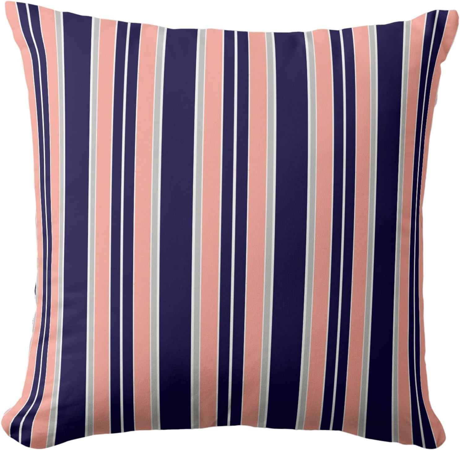 Navy Coral Stripes Outdoor Pillow Covers 20 x 20inches Decorative Pillow Case for Sofa Couch Bed (Pillow Insert Not Include)