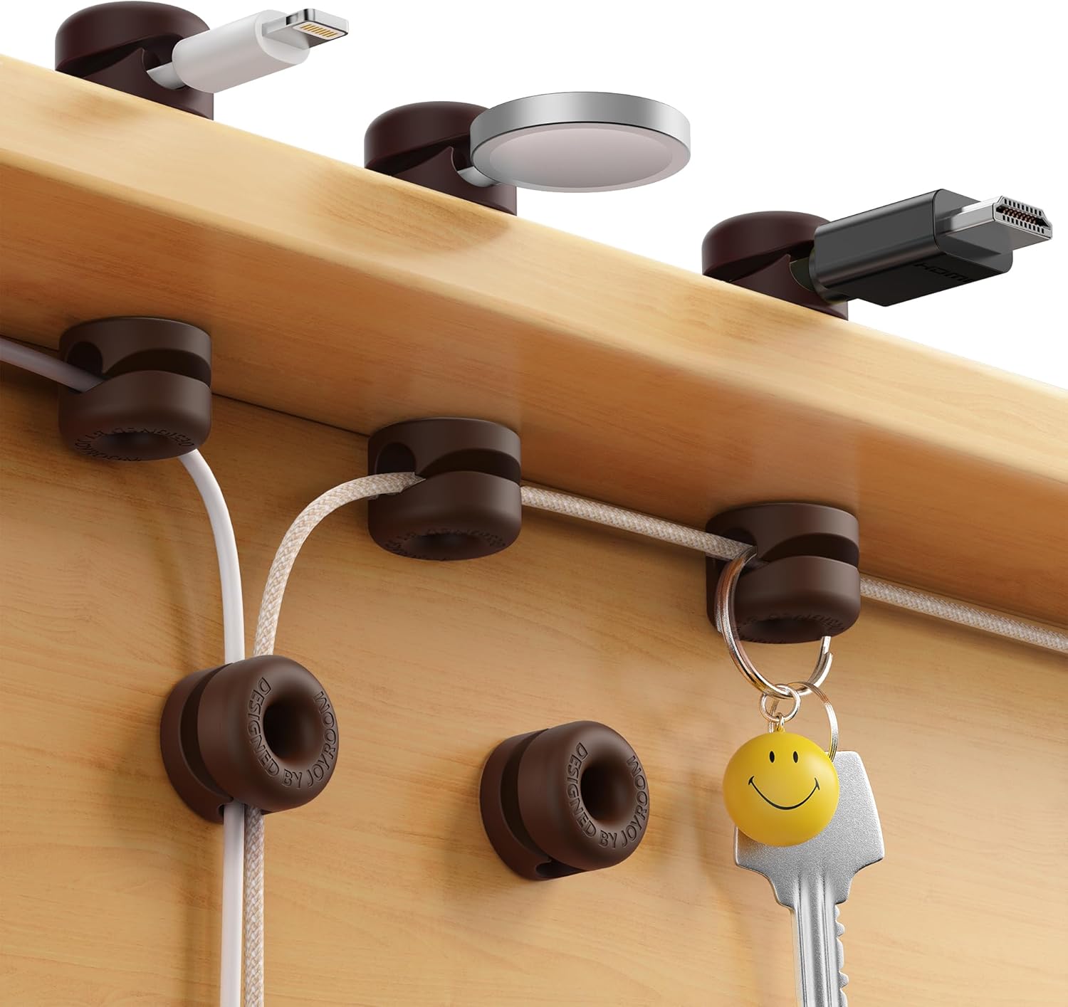 JOYROOM 8 Stück Kabelhalter Silikon - Selbstklebend Für Schreibtisch & Auto