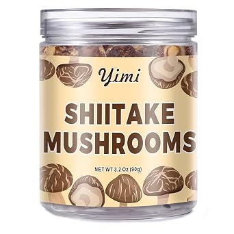 Yimi Dehydrated Shiitake Mushroom for Cooking, Thick Cap Sulfur-Free Vegan | 3.2 Oz Thick Caps Dehydrated Mushroom, Fresh and Tender, Vegan Food, No Fumigation Sulfur