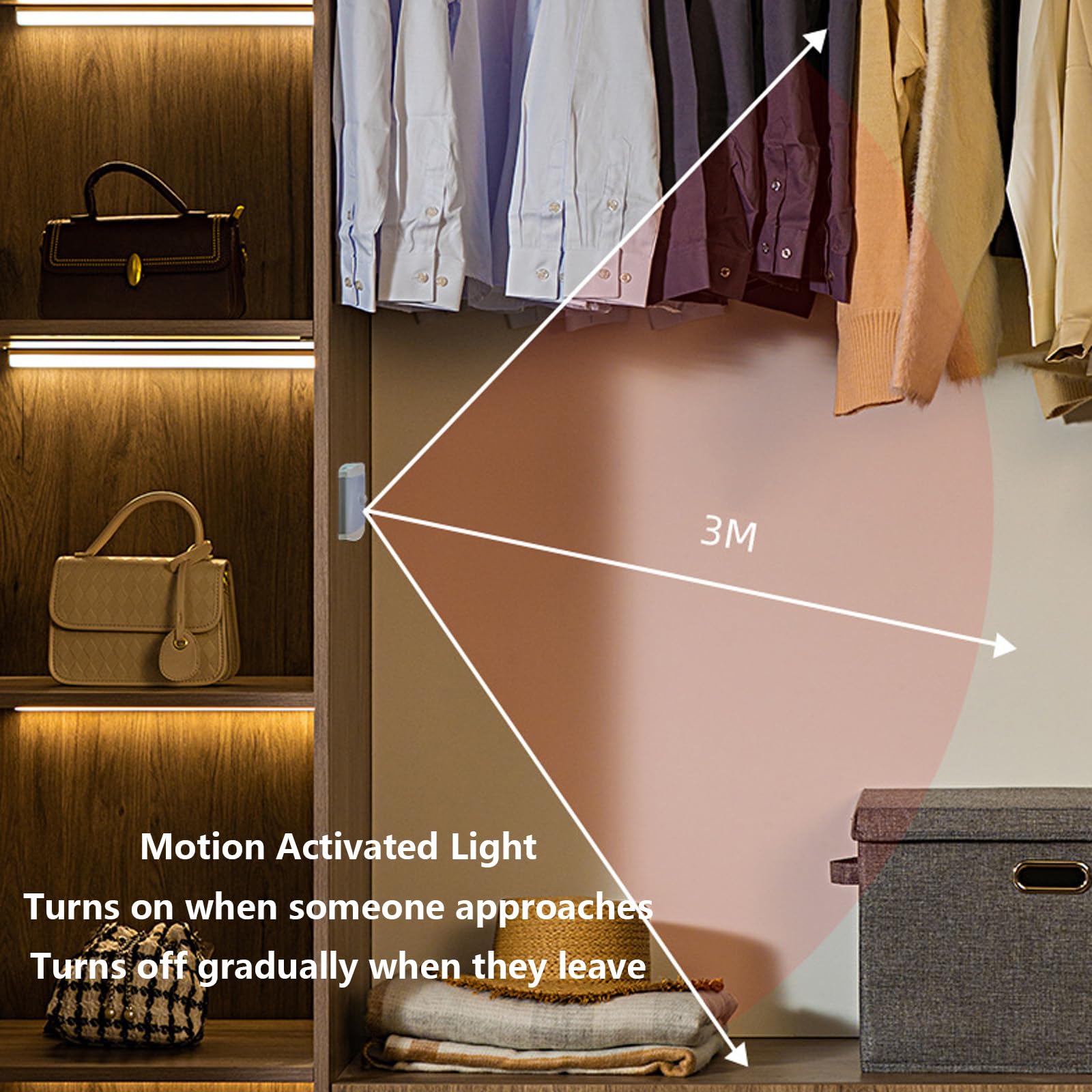 LED Wandlampe Akku Wandleuchte mit Fernbedienung Wandbeleuchtung Dimmbare 2700K/4500K/6500K Wandleuchten Aufladbar USB für Kleiderschrank Küchen Schlafzimmer (Weiß,80cm)