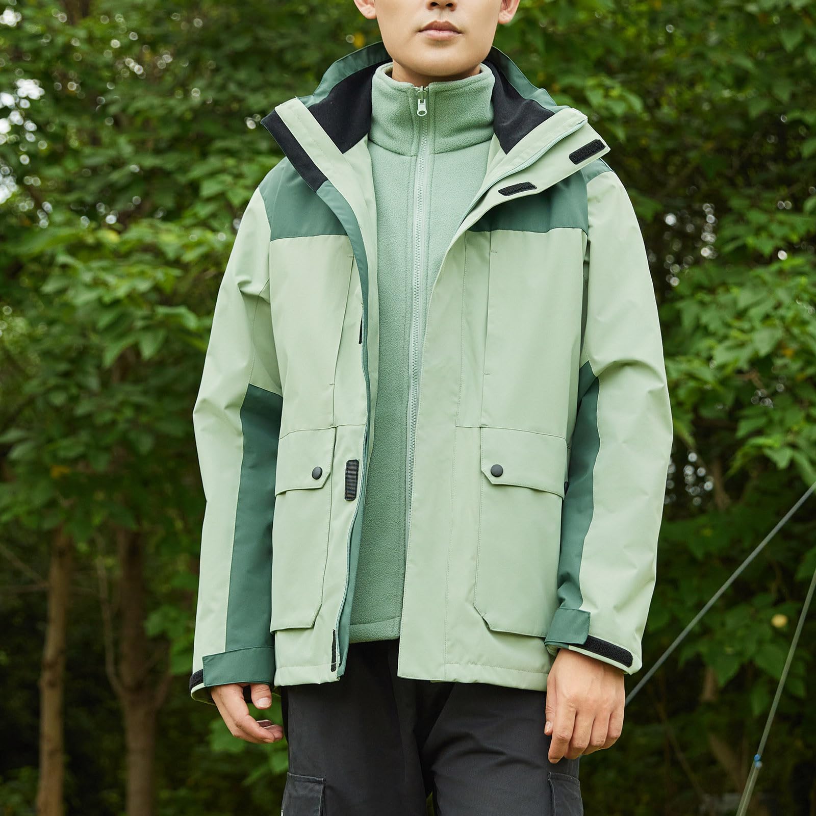 Générique Veste 3 en 1 Homme Polaire Amovible, Bicolore, Imperméable Coupe Vent, Multi Poches, Idéal Randonnée Alpinisme Travail