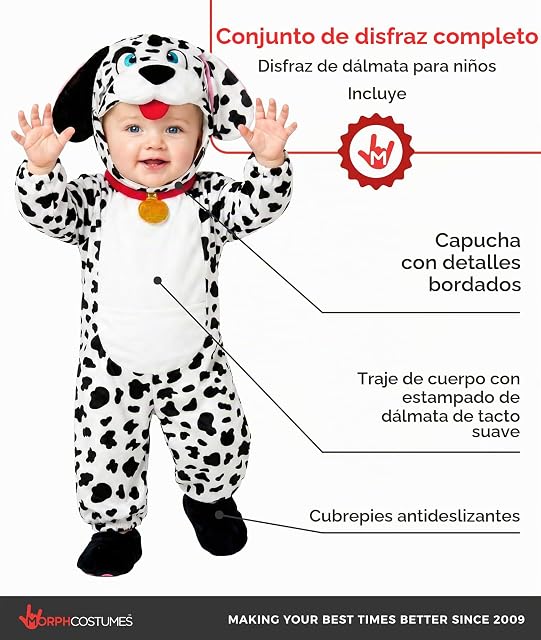 Foto 2 de 7 de Morph Disfraz Dalmata Bebe, Disfraz Perro Halloween Bebe, 3-4 años