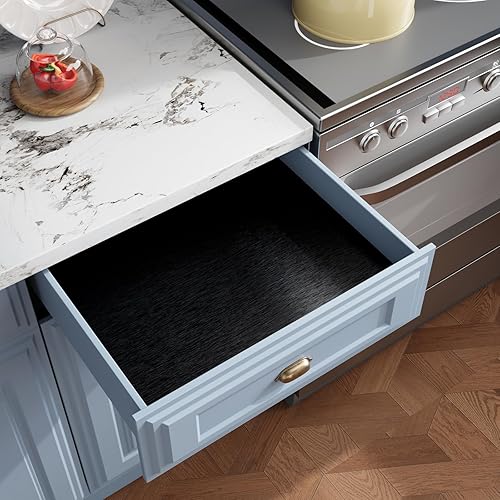 Miniatura 10 de CRE8TIVE Papel de contacto de acero inoxidable negro cepillado, papel tapiz metálico grueso, resistente al calor, autoadhesivo, papel de contacto