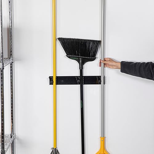 Miniatura 5 de Restaurantware Soporte para trapeador de 17.7 pulgadas, plástico negro, 3 ranuras personalizables, tornillos incluidos