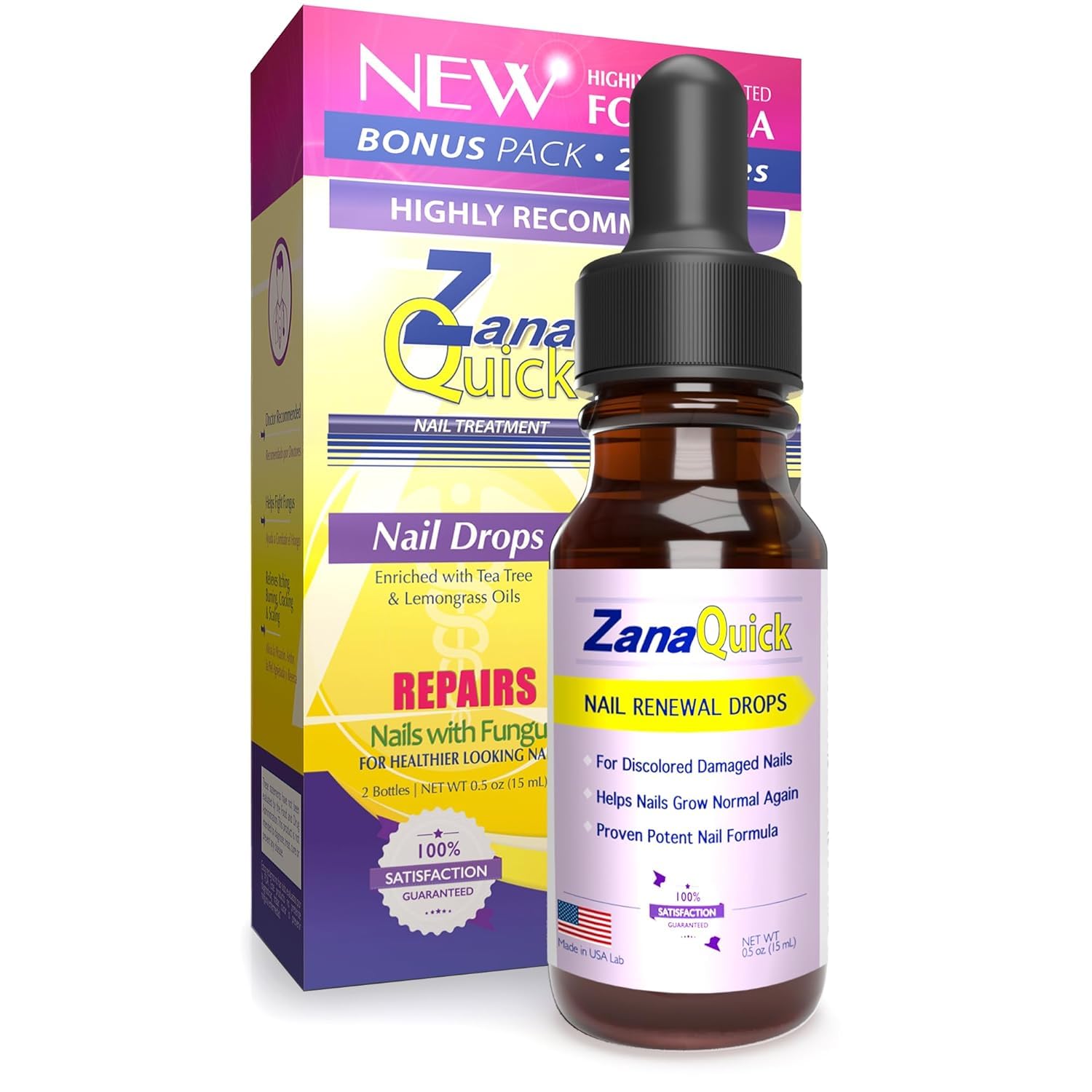 ZanaQuick Toenail Treatment Bundle - 1 Bottle Nail Drops + 1 Oxy-Pro - Extra Strength and Advanced Nail Repair Solution for Toe Nails & Fingernails - Nail Care Renewal Set for Thick & Discolored Nails