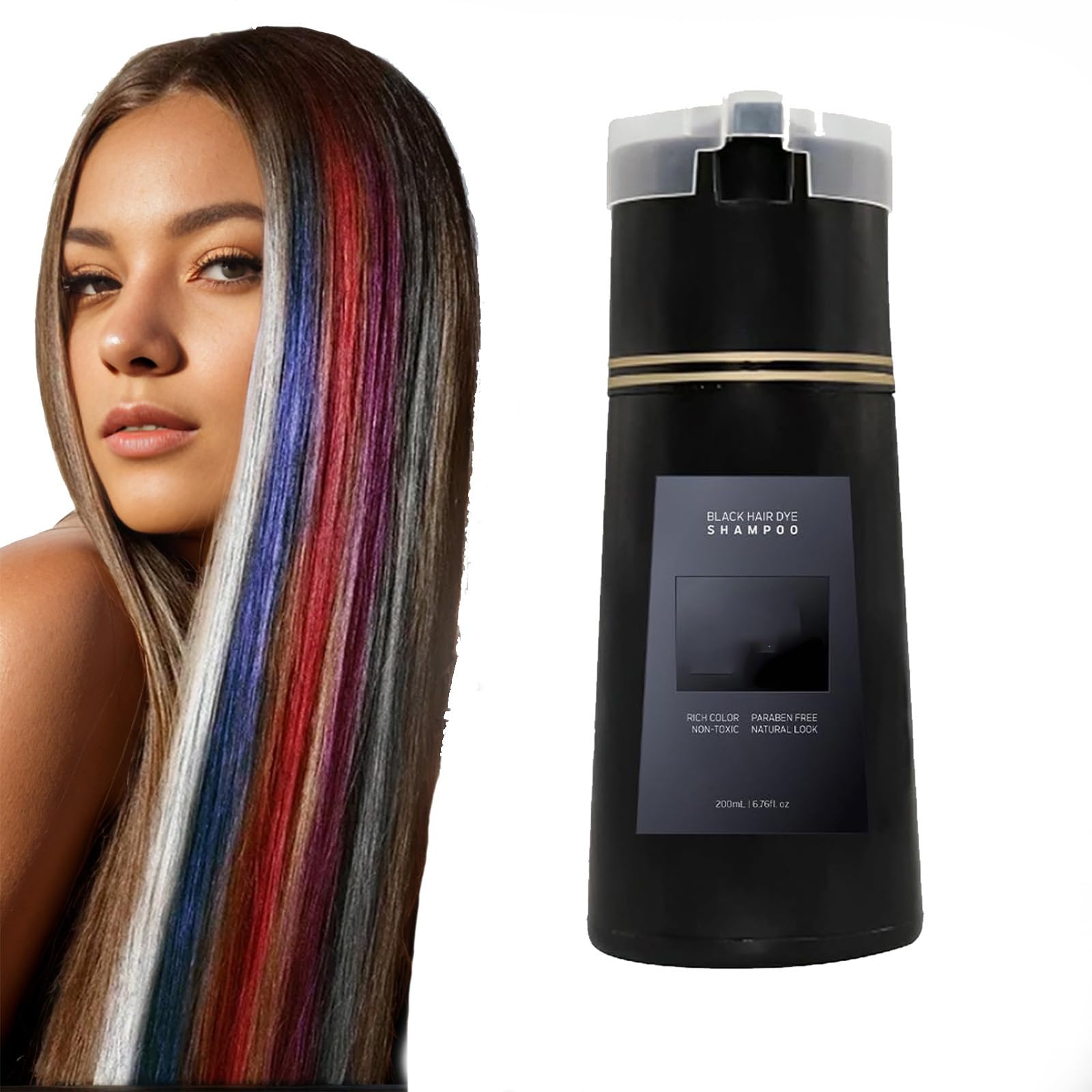 BACIOKIS Nova Hair Dye Shampoo, Nova Hair Instant Dye Shampoo,nova hair shampoo for Men & Women (Black)