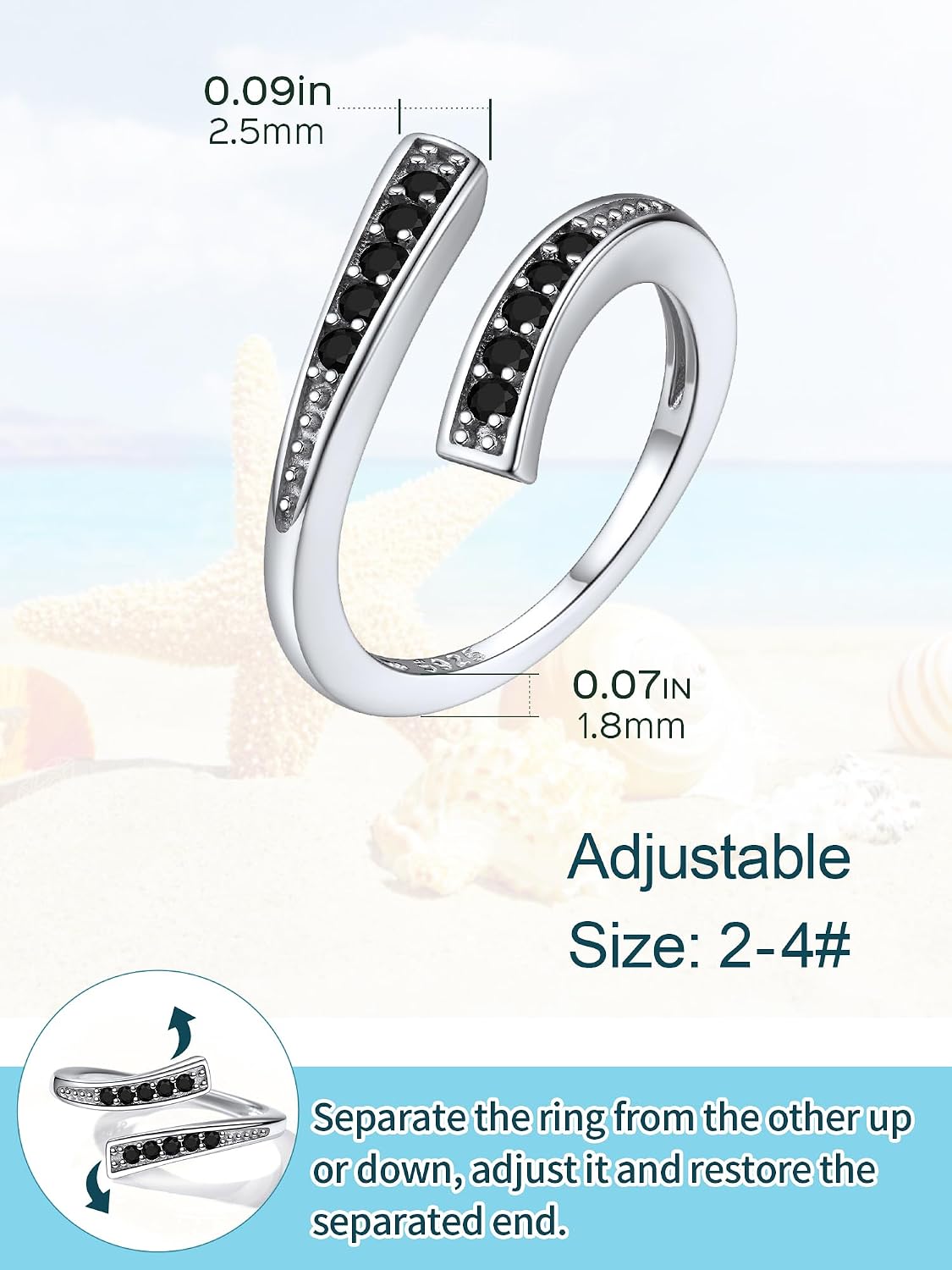 ChicSilver Toe Rings for Women 925 Sterling Silver Toe Ring Hypoallergenic Adjustable Open Rings for Women Summer Jewelry