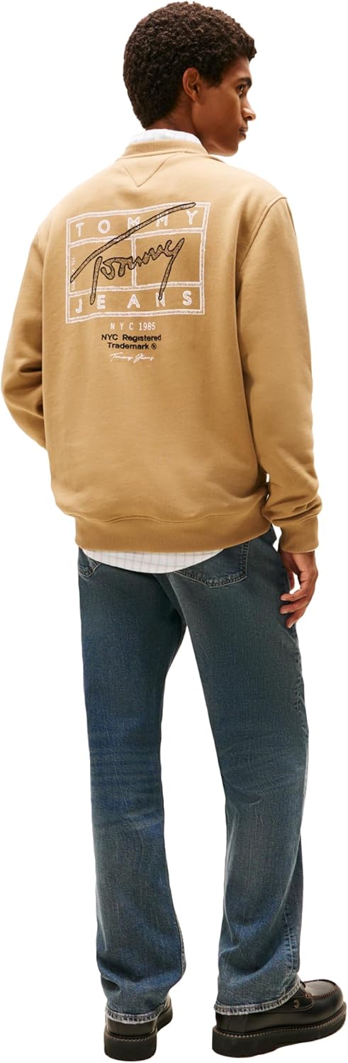 Tommy Jeans Men's Medium Weight Crewneck Sweatshirt With Signature Printed Archival Graphic
