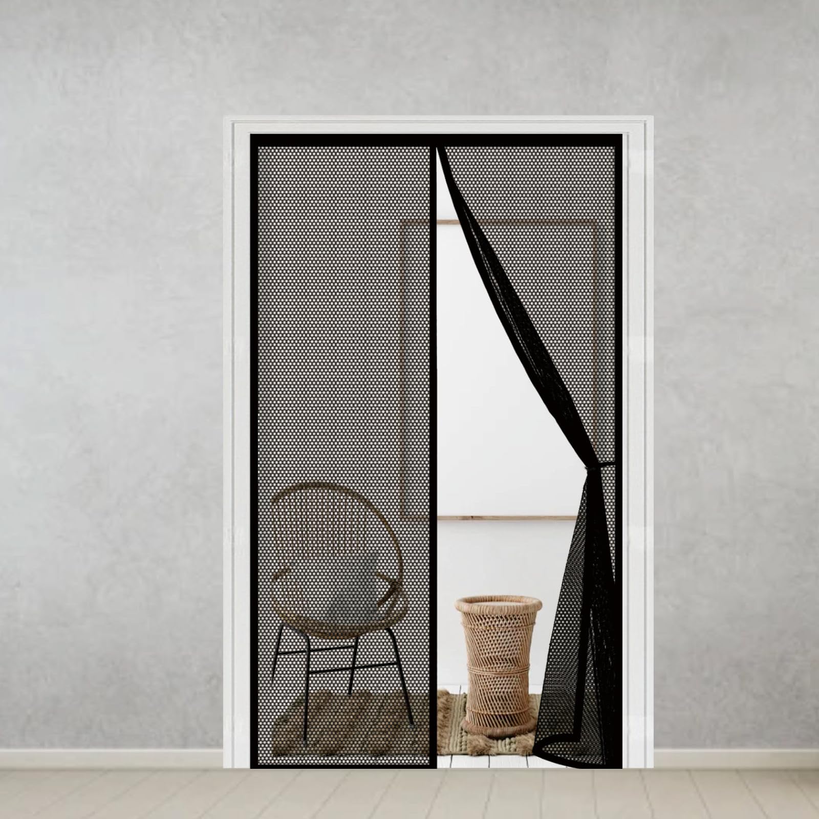 Moustiquaire porte aimantée 102x224 maille épaissie à fermeture auto