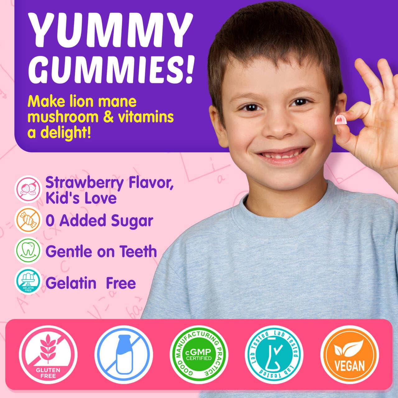 Kids Brain Gummies, Focus Supplement w/Lions Mane Mushroom, Brain Vitamins — Amazon image 7