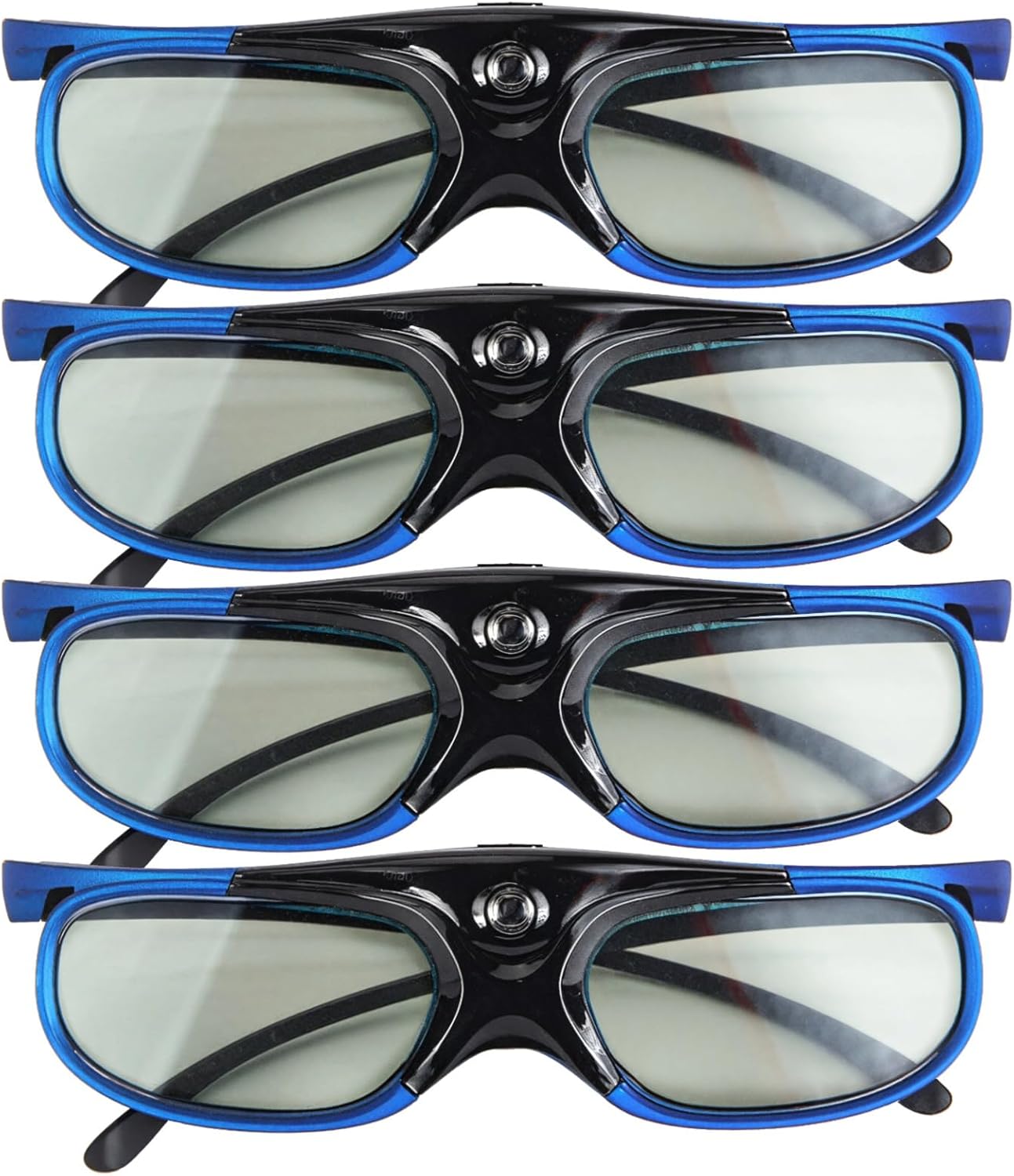 4 Pairs Rechargeable 3D Glasses, 144Hz Refresh Rate, Wide View, Compatible With Dlp-Link, Xgimi And Jmgo Projectors, Blue Frame