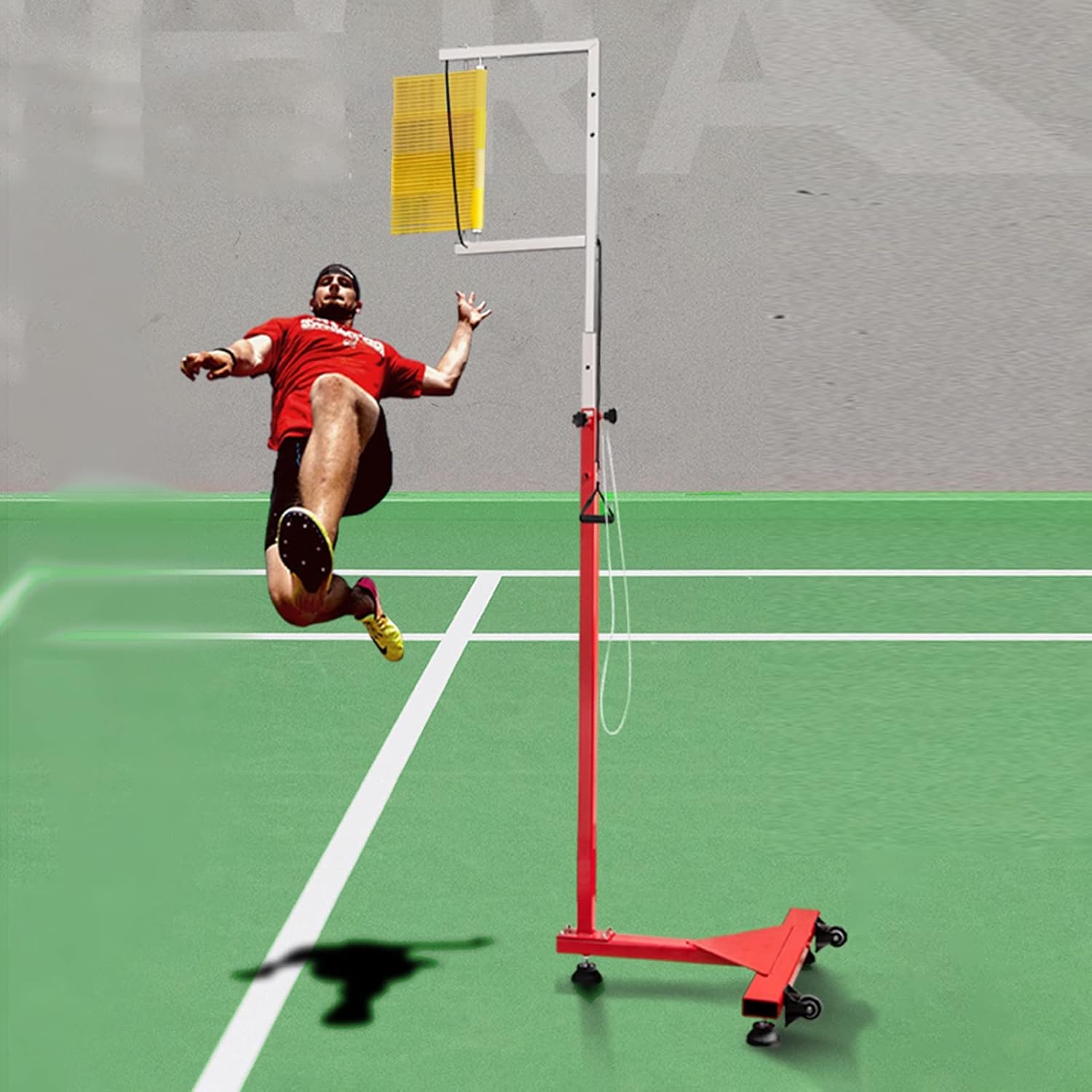 Jump Measurement Tester Floor Standing Vertical Height Exercise Device Measure Stick Pole Tool，Vertical Jump Tester,Heavy Duty Movable Vertical Jump Trainer with Wheels - Metal Jump Measurem