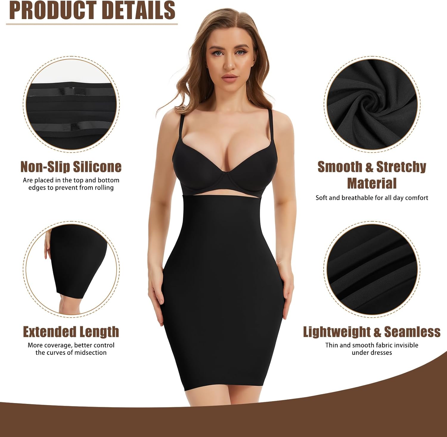 JOYSHAPER Shapewear Half Slip for Under Dress Tummy Control Skirt Slip Slimming Slip Body Shaper - Image 4