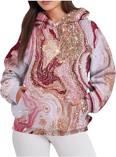 Kenvina Sudaderas con capucha para mujer, cuello redondo, estampado floral, manga larga, bolsillo, sudadera de camuflaje, sudadera Y2K casual