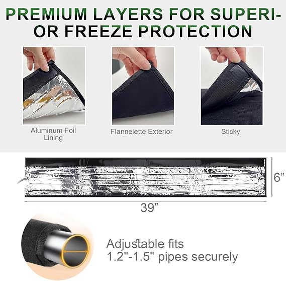 Water Pipe Heat Blanket - Prevents Pipe Freeze Heating Cable, Size 39 x 6