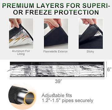 Water Pipe Heat Blanket - Prevents Pipe Freeze Heating Cable, Size 39 x 6