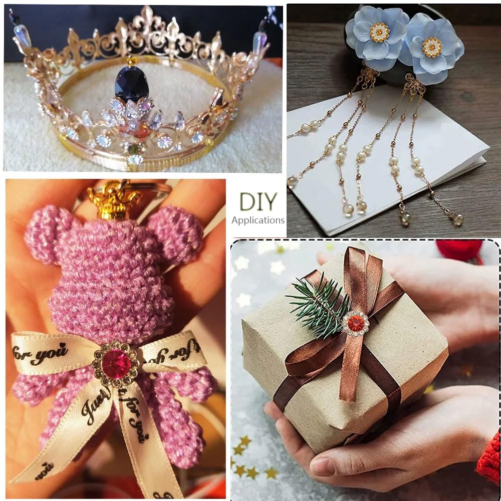 100pcs Sew on Rhinestones Crystals Glass Gems Metal Claw Mixed 8mm 10mm 12mm 14mm Sunflower Garments for Sewing Headband Jewelry Crafts Clothes Shoes Belt Accessories (00 Mixed Color)