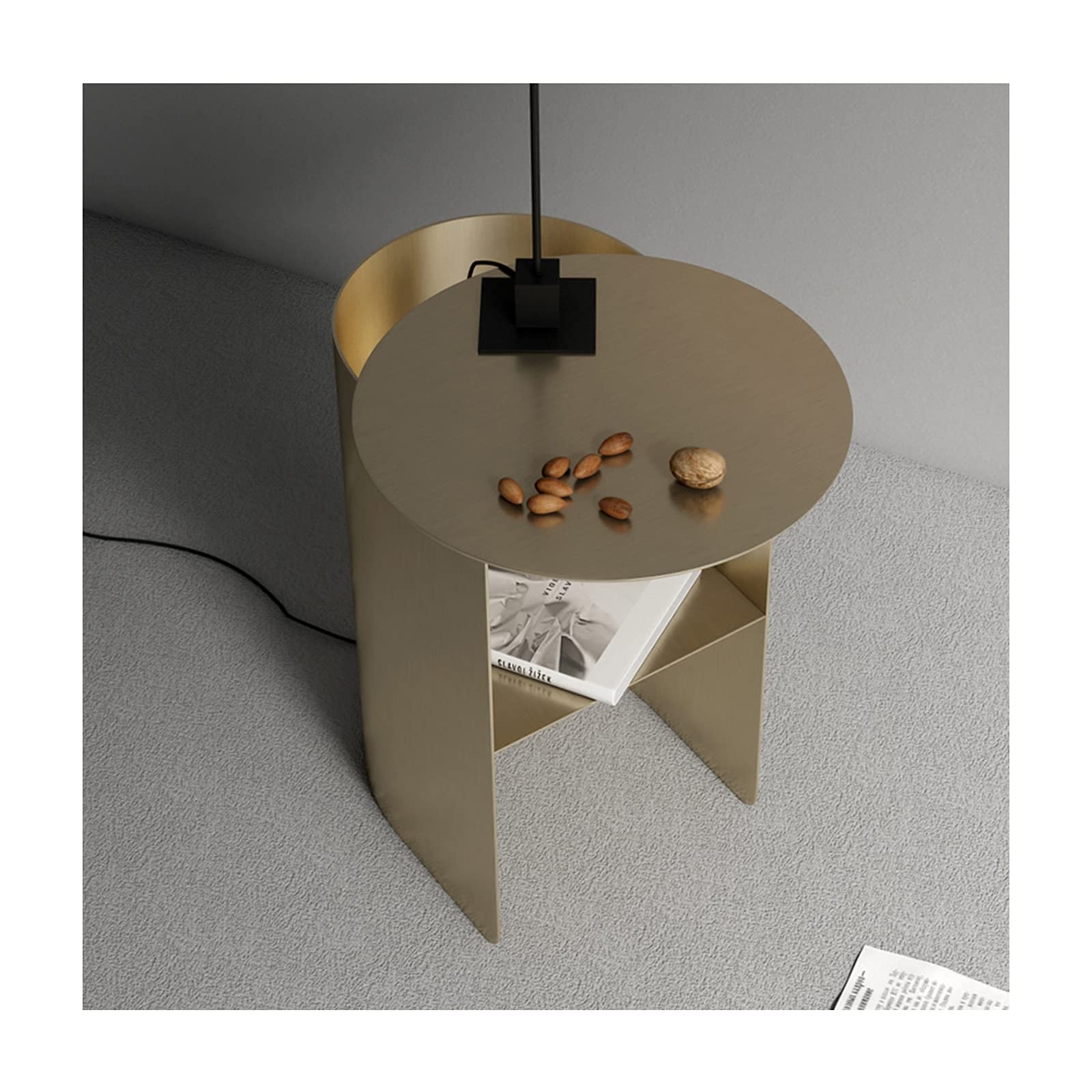 Table de chevet créative en acier inoxydable doré pour intérieur moderne