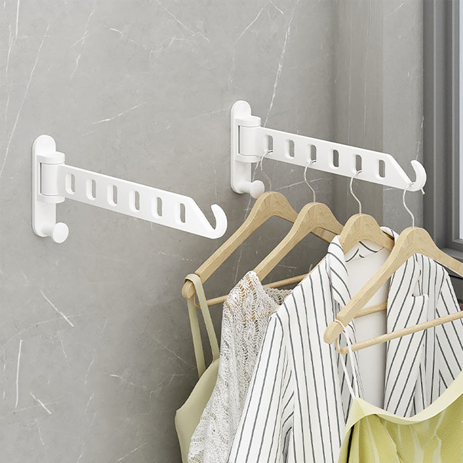 Appendiabiti Da Parete Pieghevole - Girevole 180°, Bianco | Per Bagno, Lavanderia E Balcone - Foto 2