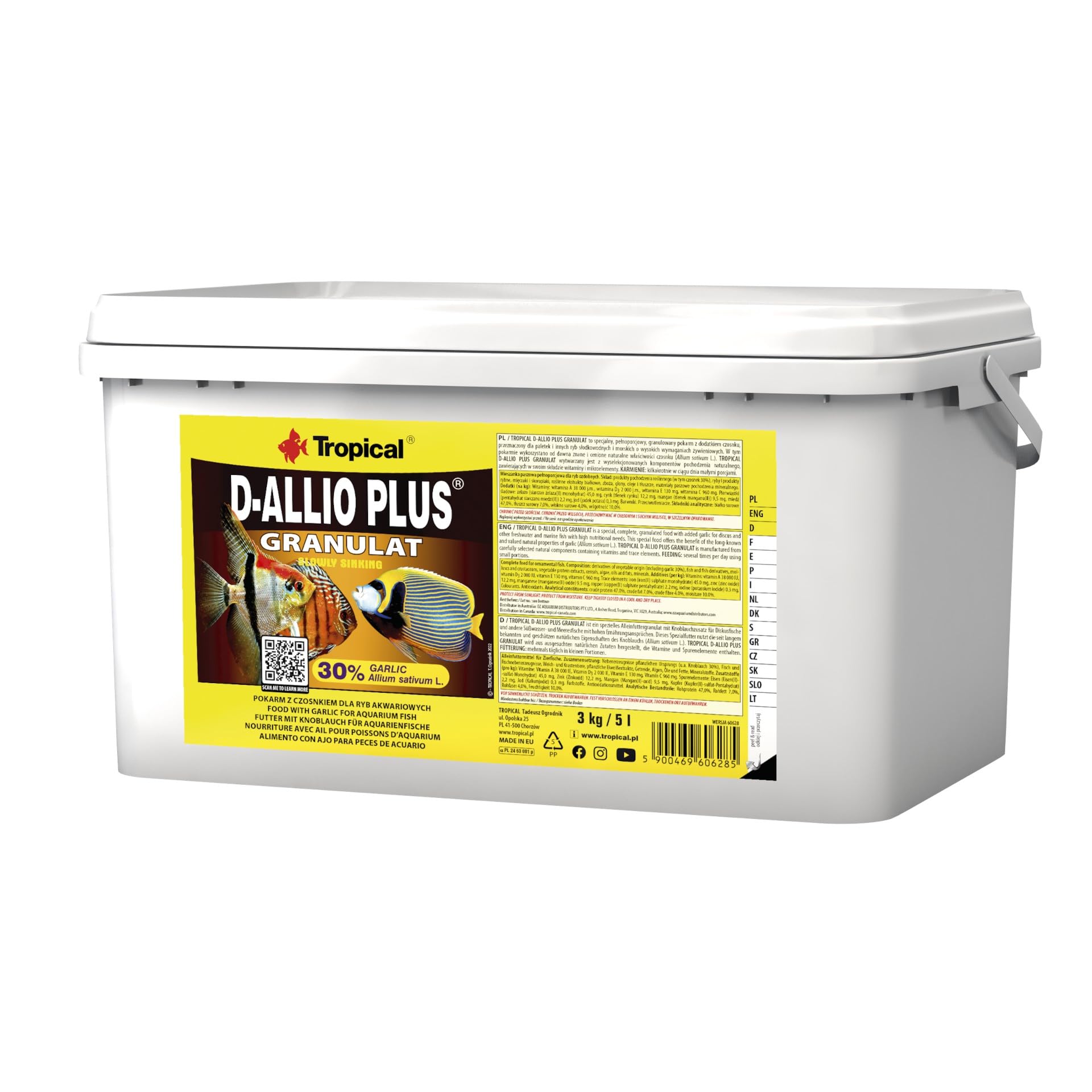 D-ALLIO Plus GRANULAT 5L / 3kg - Nourriture en Flocons Multi-ingrédients pour Poisson à l'ail