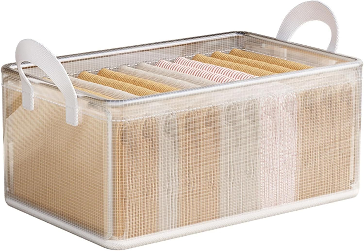 AEXO PVC Transparent Storage Basket/Clothes Organizer Storage Box/Steel Frame Wardrobe Organizer/Foldable Clothes Storage/Transparent Clothes Storage Box (26L PVC White)-image-18