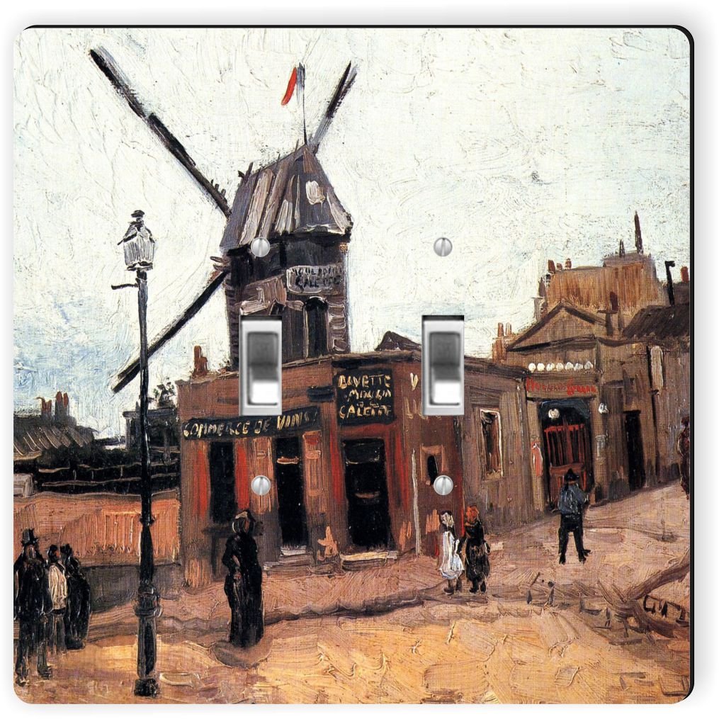 Plaque double interrupteur Van Gogh Le Moulin de la Galette art 1404