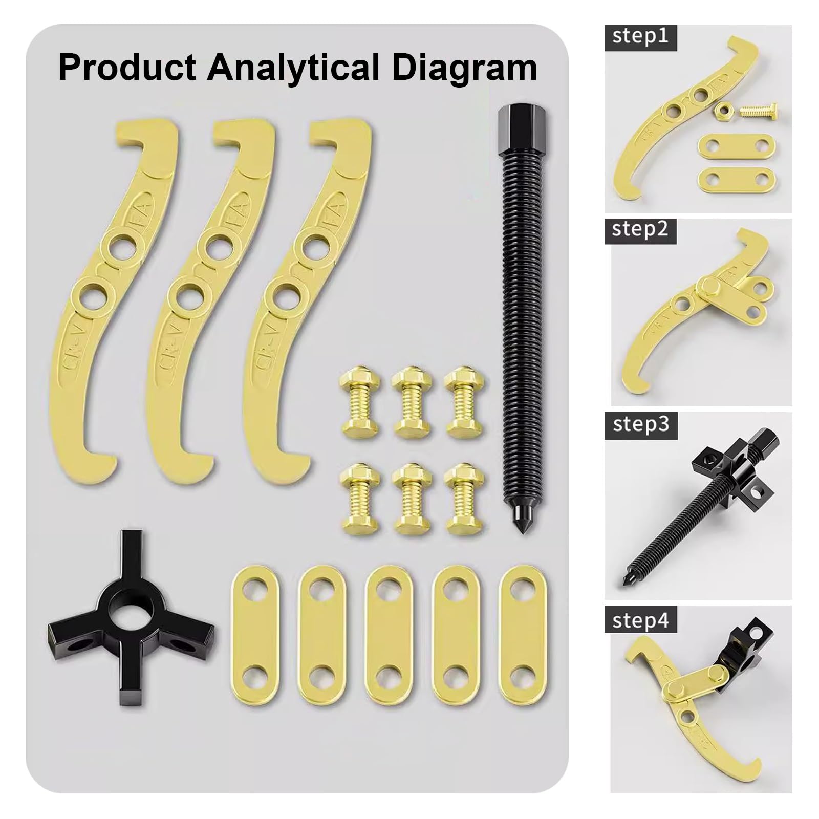 Extractor de rodamientos multifuncional para quitar poleas, engranajes, rodamientos y volantes de inercia - Capacidad de 5.5 toneladas, alcance de 10 pulgadas