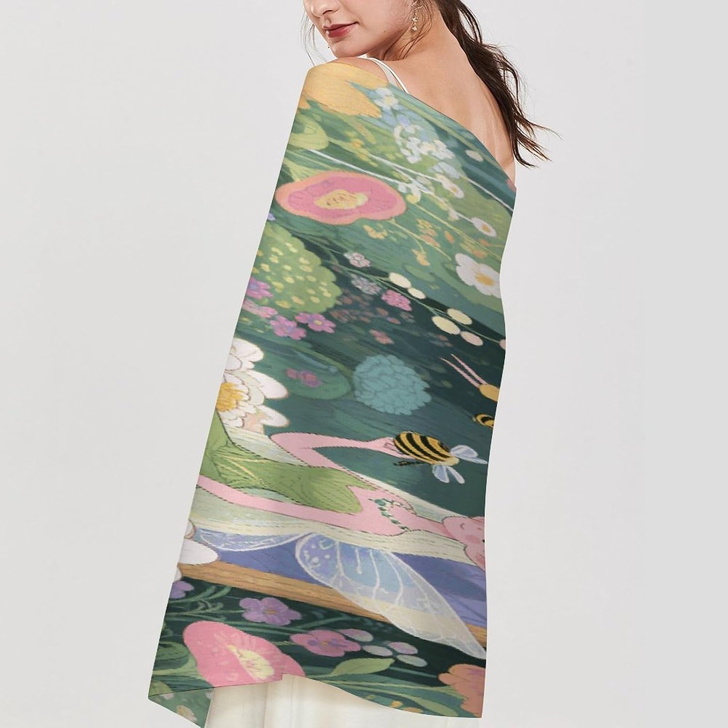 Fairy Garden Scarf for Women Men Classic Fashion Blanket Scarves Soft Cashmere Feel Scarf Cold Weather Warm Long Shawl Winter Large Scarves Classic Blanket Scarfs Thick