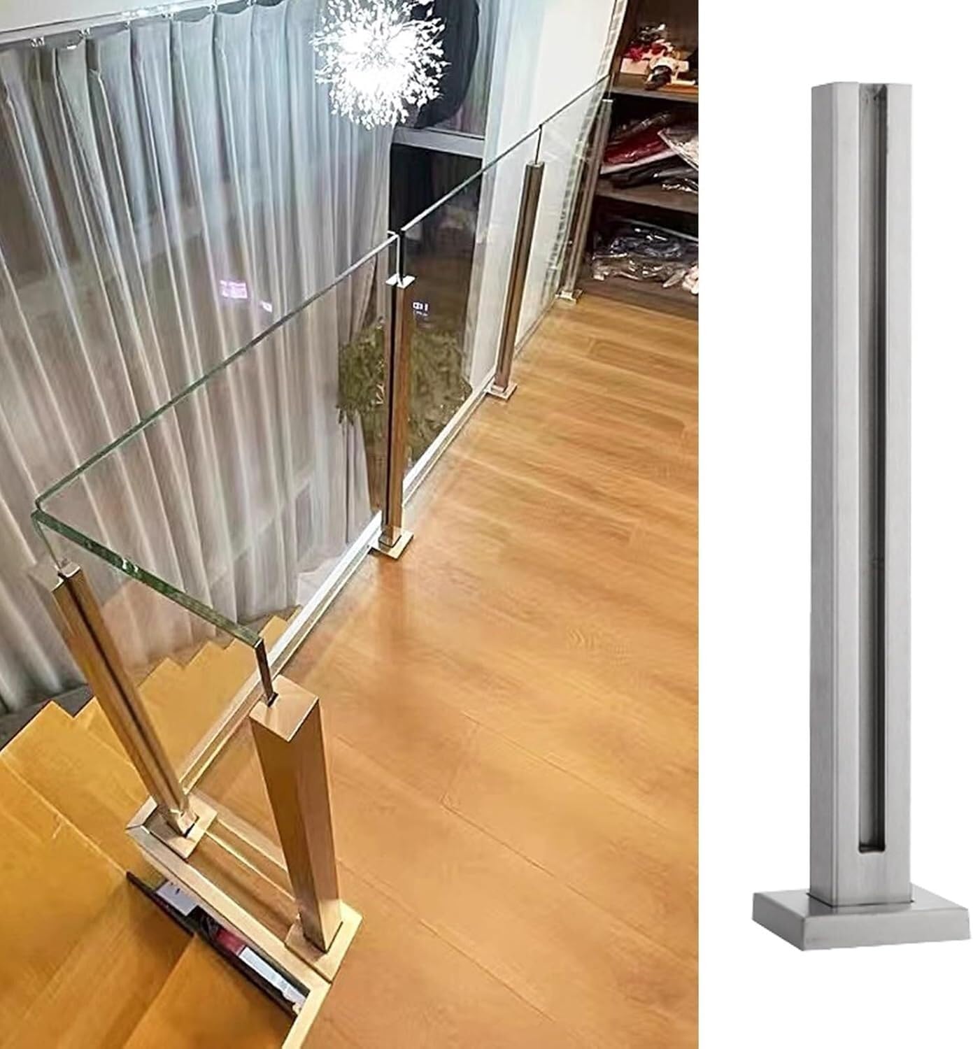 Barandilla de vidrio con soporte elegante para chalets y terrazas