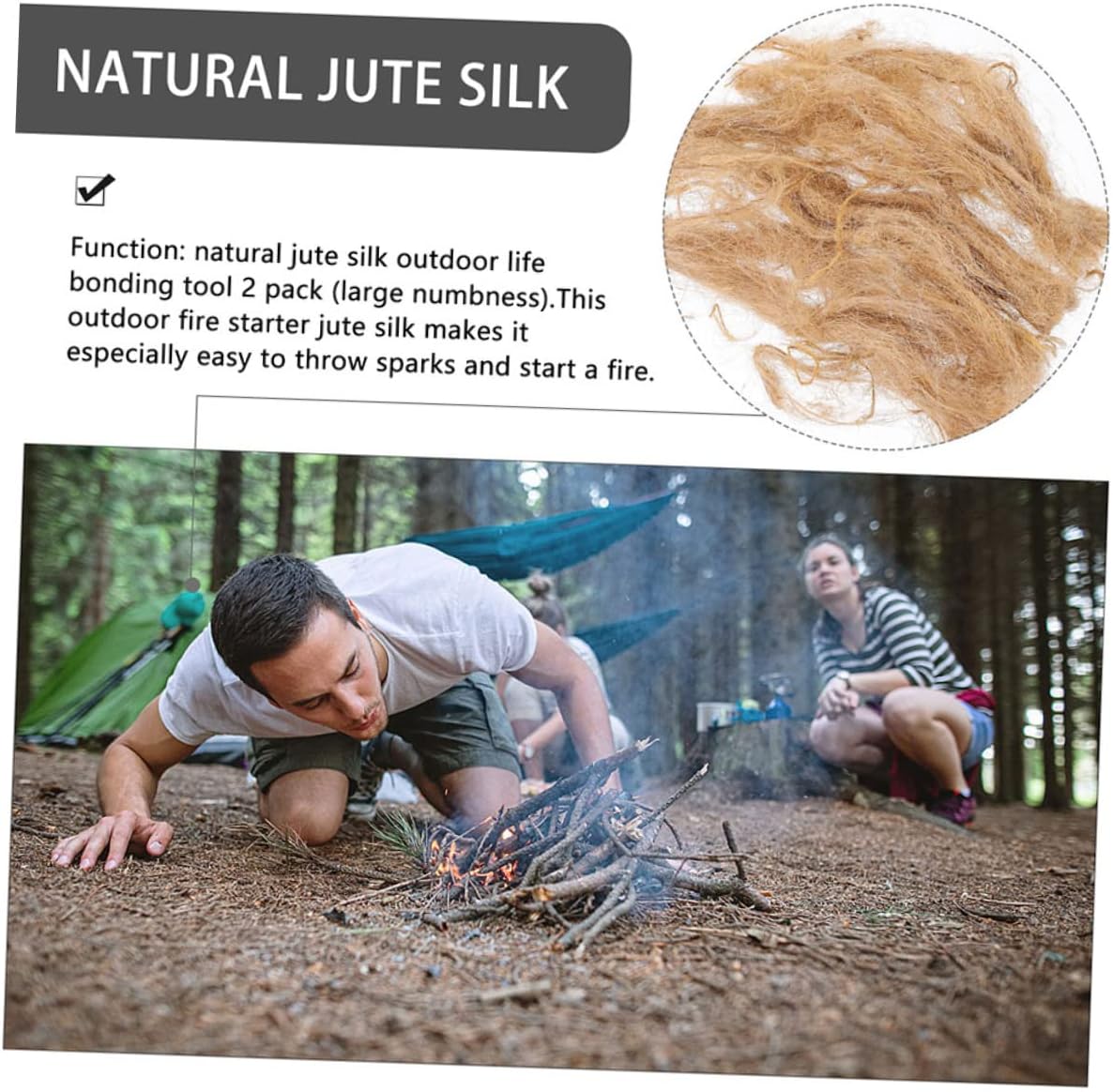 VICASKY Professional Flame Starter Jute Silk Fire Tool for Camping Wild Accessory Easy to Use Instant Combustion