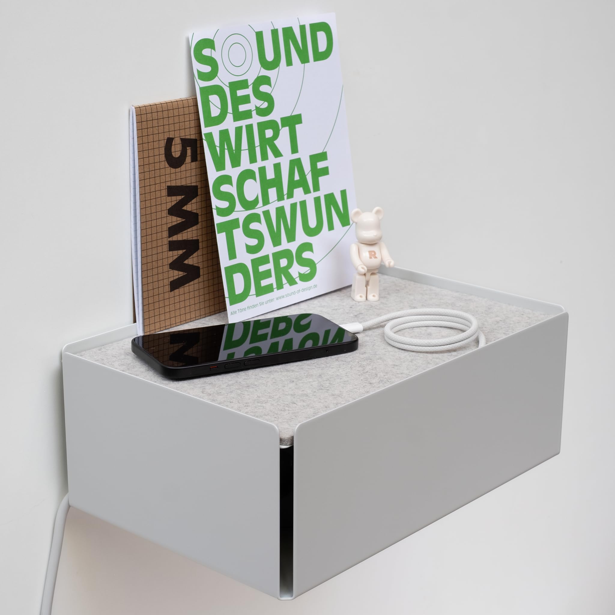 Charge-Box Design Ladestation, Lichtgrau/Filz Marble
