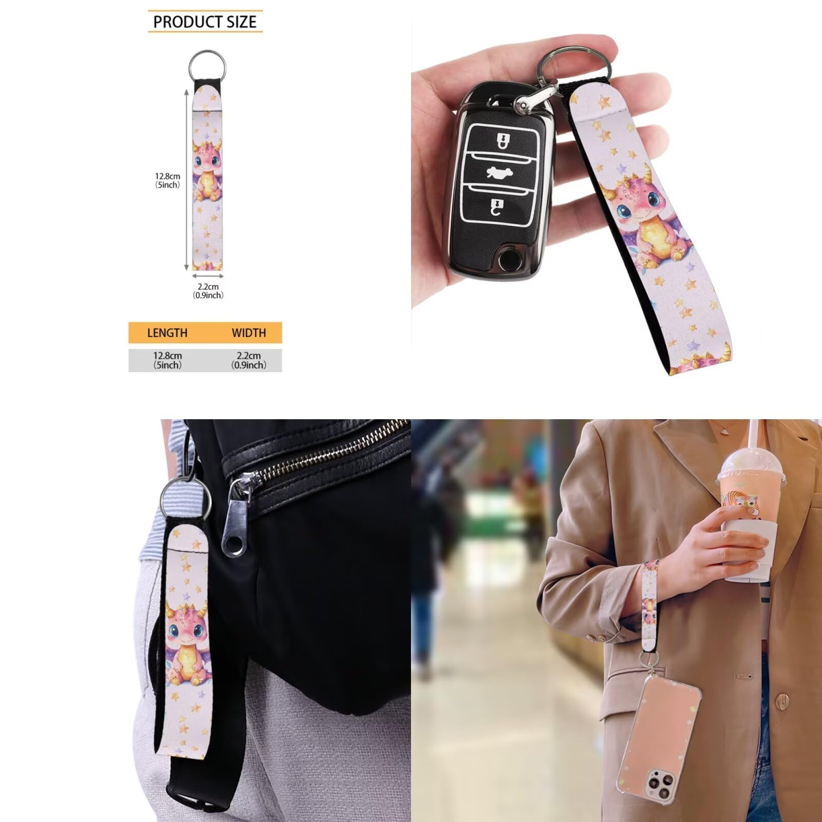 COEQINE Bonita mochila escolar para niños, juego de 5 bolsas con lonchera y estuche, llaveros para adolescentes de 6 a 12 años, Bonita estrella de dragón rosa, M, Casual