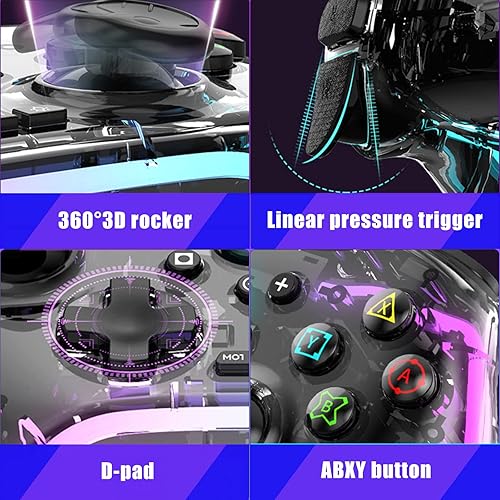 Miniatura 3 de Megadream Controlador de juego inalámbrico transparente Gamepad para iOS Android PC NS Switch PS5 PS4 PS3 Steam Deck funciona con iPhone 14131211X