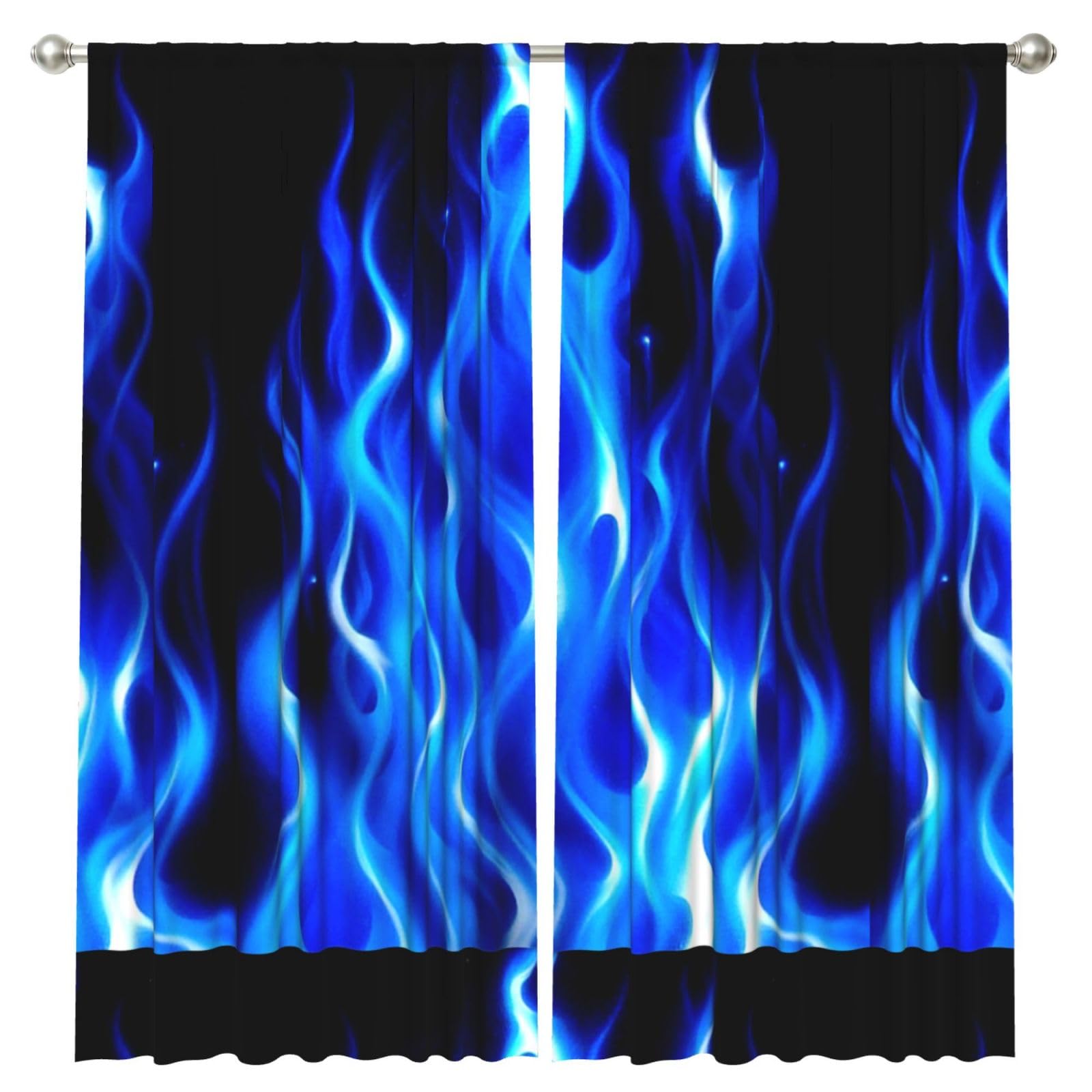 InOmak The Blue Flame, 2 Panels Window Curtains 52 x 84 Inch Blackout Curtains for Living Room Bedroom