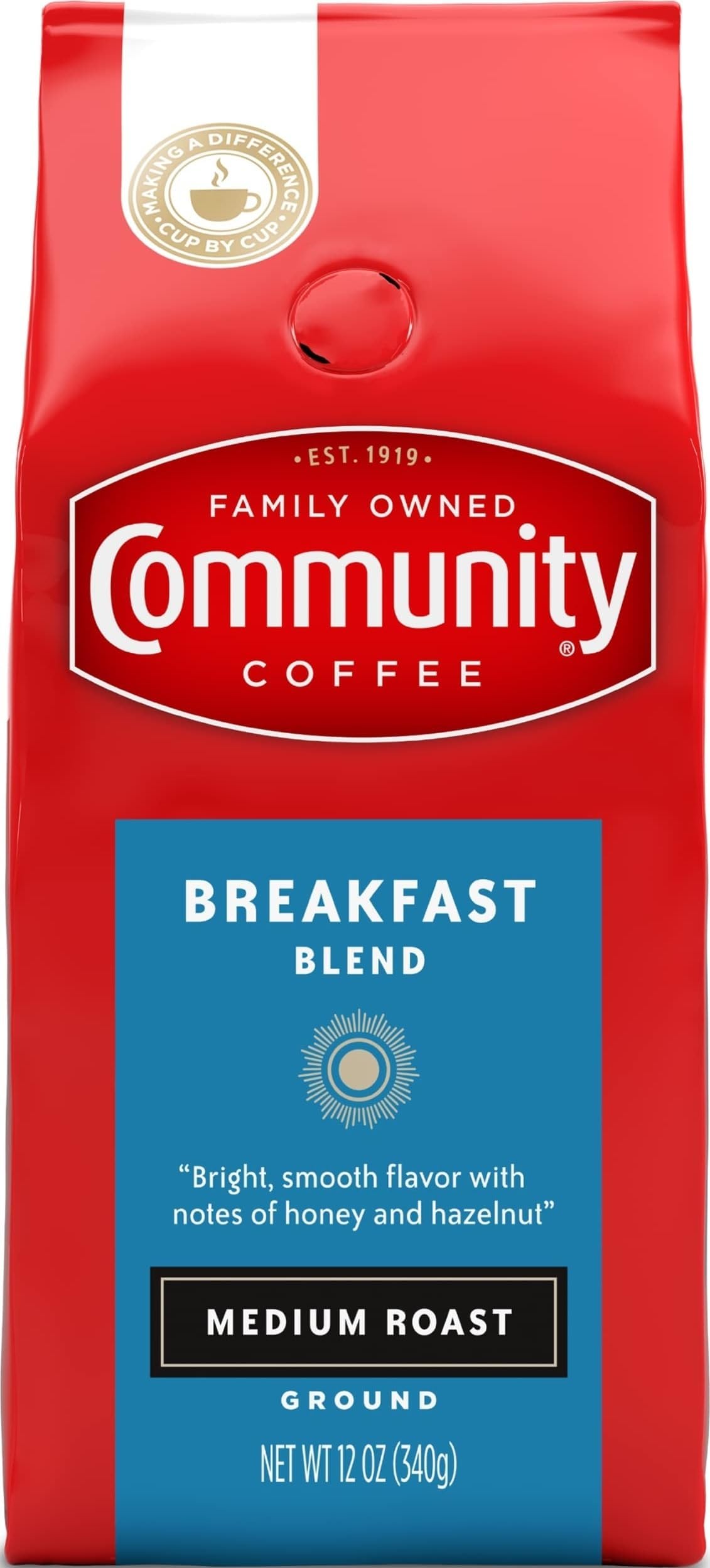 Breakfast Blend, Ground Coffee, Medium Roast, 12 Ounce Bag (Pack of 1)