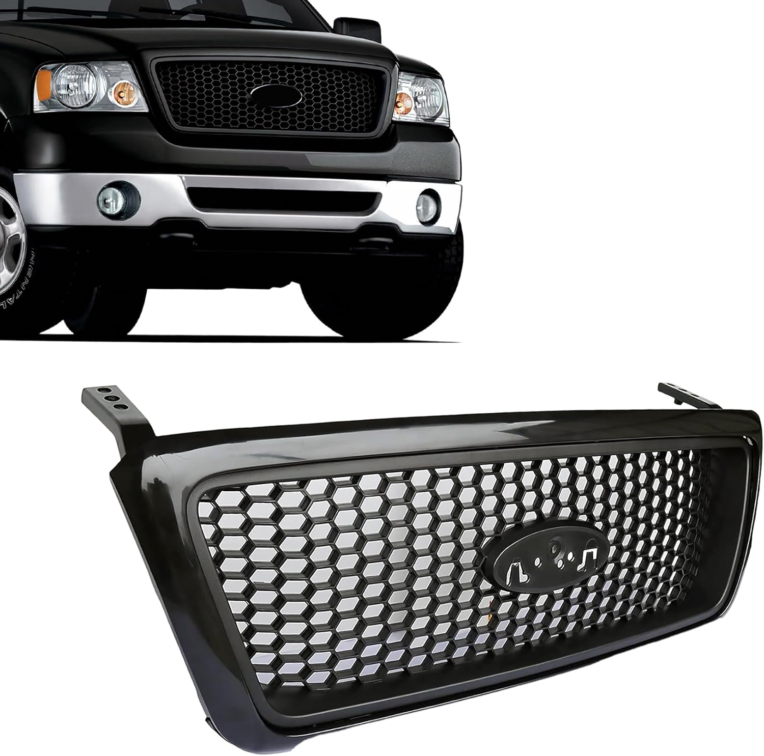 Perfit Liner Front Grill Black Grille With Honeycomb Insert Compatible With 2004-2008 Ford F-150 FO1200415 4L3Z8200CAPTM