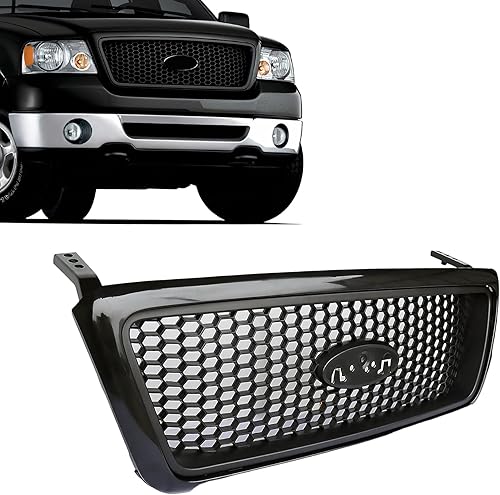 Parrilla delantera negra con inserto de panal Perfit Liner Compatible con Ford F-150 2004-2008 FO1200415 4L3Z8200CAPTM