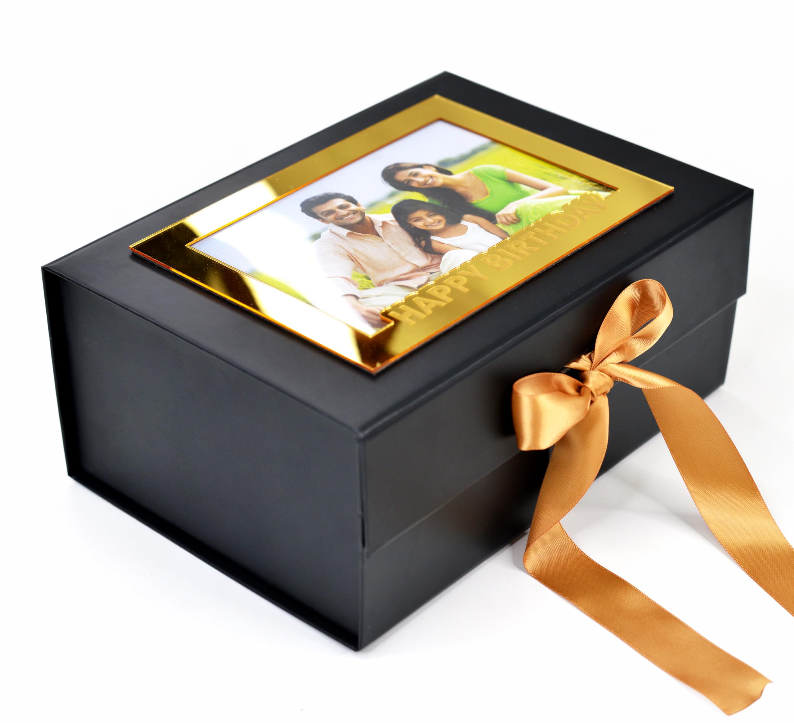 RBS®- Gift Box for Packing (23 x 16 x 10 cm) Premium Gift Box Empty (1 Pack) Multipurpose Hamper Boxes for Empty Elegant Gift Boxes for Birthday Holds Upto 5kg (Gold Birthday Frame Formal Font)
