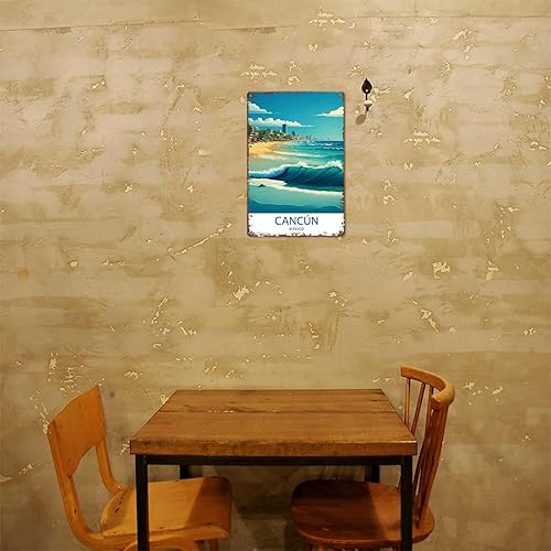 Miniatura 6 de Cartel divertido cartel de 8 x 12 pulgadas aluminio metal estaño cartel Cancún México pared arte decoración pintura para el hogar habitación oficina