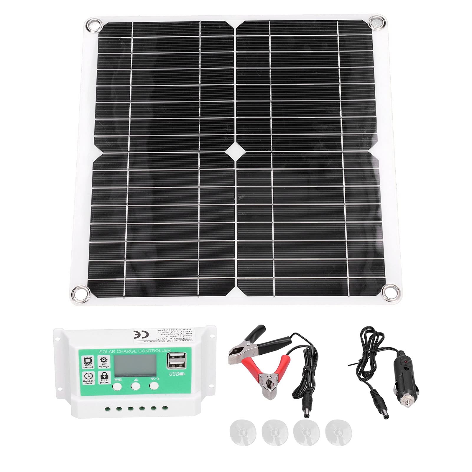 DEWIN Zestaw paneli słonecznych 40 W, 18 V monokrystaliczny silikonowy elastyczny panel słoneczny z regulatorem ładowania słonecznego 20 A do użytku na zewnątrz