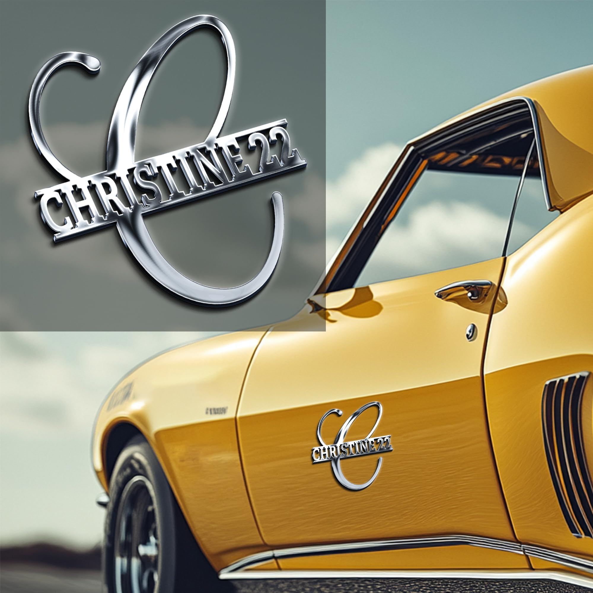 Custom Car Emblem Gift for Cars Lovers, Personalized Vechicle Gifts Race Sign Truck Letter 3D Customized Badges for Boats Motorbike Side Rear Front Hood Trunk Door (Soft Stroke)